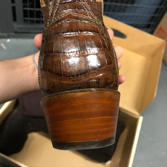 Lucchese Vintage Cognac Horn Back Caiman Cowboy Western Boots ExcellentCondition - Picture 5 of 5